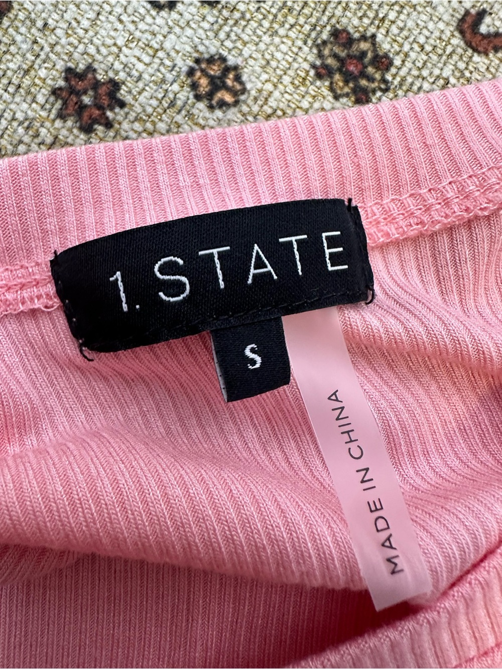 1. State Pink Ribbed Short Sleeve Tee - Picture 4 of 7